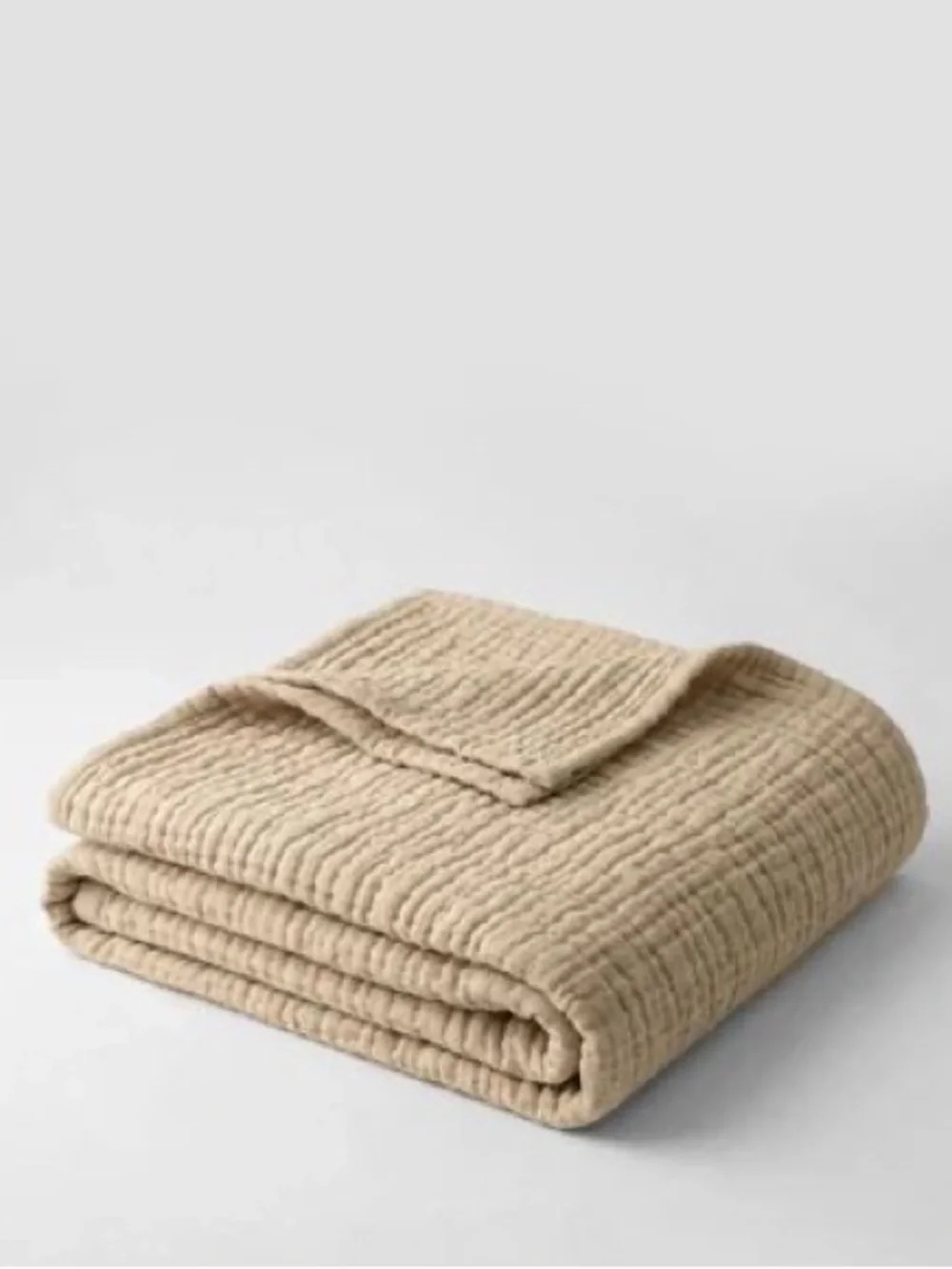 The Fleece Company 100% Muslin Cotton Blanket Beige Soft Breathable Throw NIP